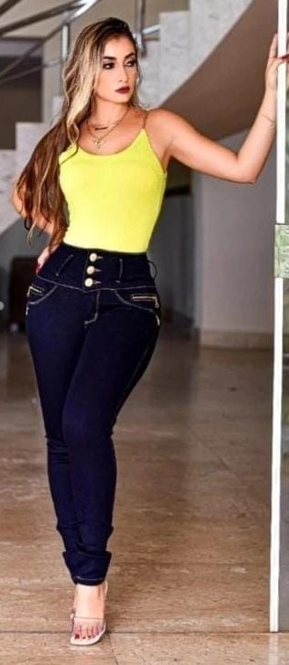 Morena Rosa Calça Wide Cós Alto com Termocolante Jeans 205880